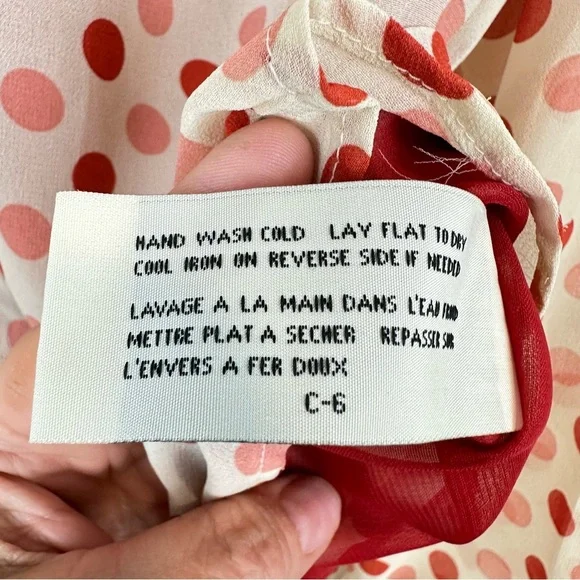 Tulle Polka Dot Ruffle Collar Mixed Print Blouse S - Picture 9 of 11